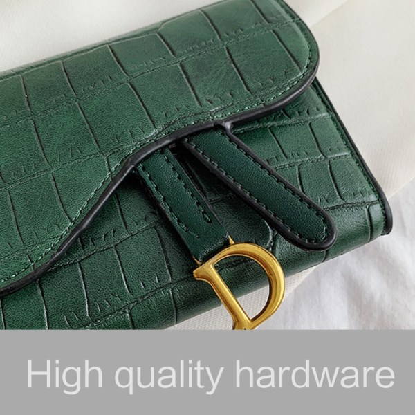 Kontanthållare Kvinna Flicka Kort typ Myntväska Clutch Alligator Texture Wallet Dark green