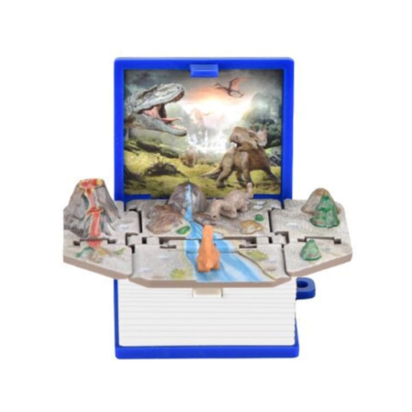 Nyhet 3D Dinosaur Toy Nyckelring Hänge Mini Pop-Up Nyckelring för barn Dinosaurier Vikbok Nyckelring Födelsedagspresenter Blue