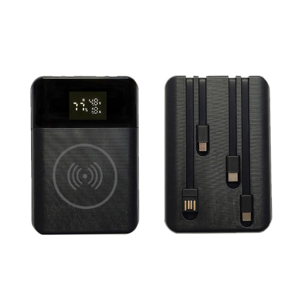 LCD-skärm 4x18650/18700/20700/21700 Batteri för case Power Bank för Shell Trådlös laddare utan batteri Powerbank P Black