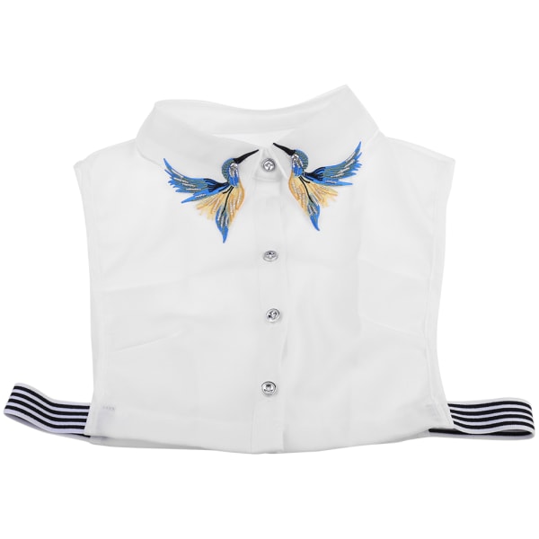 Damskjorta Fake Collar Tie Mode Heavy Bird Brodery Crystal Sewing Detacha