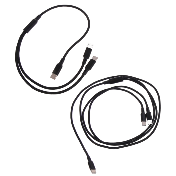 Snabbladdning Typ-C till Micro USB(Android) + Type-C-kabelsladd 18W Power 2-i-1 Nylon laddarkabel Svart 120cm