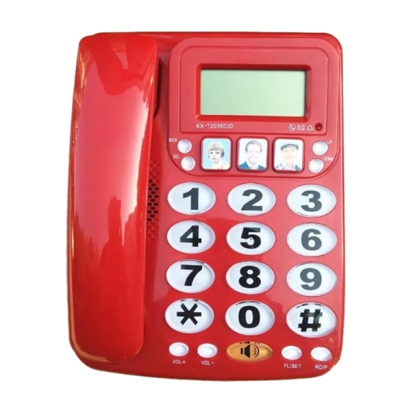 Snygg displaytelefon med snabbvals högtalartelefon justerbar ton Handsfree Red