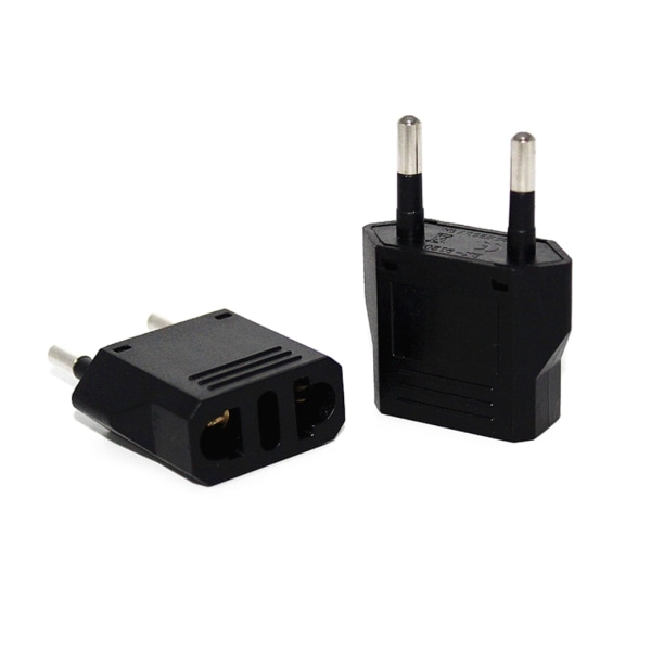 Europeisk resekontakt Adapter USA till Europa Adapter Outlet Converter Amerika till EU Black