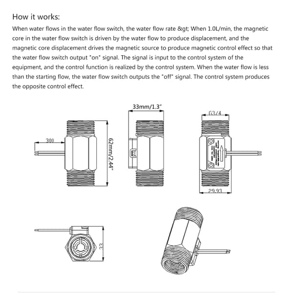 Fluidmeter Tæller Flow Sensor DN20 Væske Vand Flowmåler Flowmåler