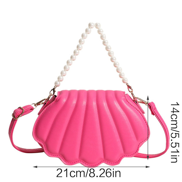 Seashells-iltalaukku naisille Täysin yhteensopiva olkalaukku Pearl Chain -käsilaukku Hot Pink