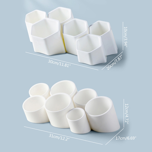 Sned pennhållare 6 fack Blyertskopp Målarpensel Organizer för sovrum White - Hexagon