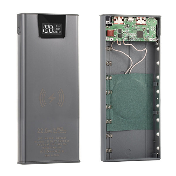 DIY Power Bank Boxes 8x18650 Batteri Case Metallskal 15W Trådlös laddningsversion Batteri ingår ej