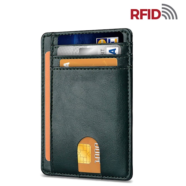 Smal minimalistisk frontficka RFID-blockerande läderplånböcker Present för män kvinnor Black 1