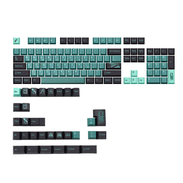 135-Key Terror Below PBT Dye Sublimation Keycaps engelska för mekaniskt tangentbord