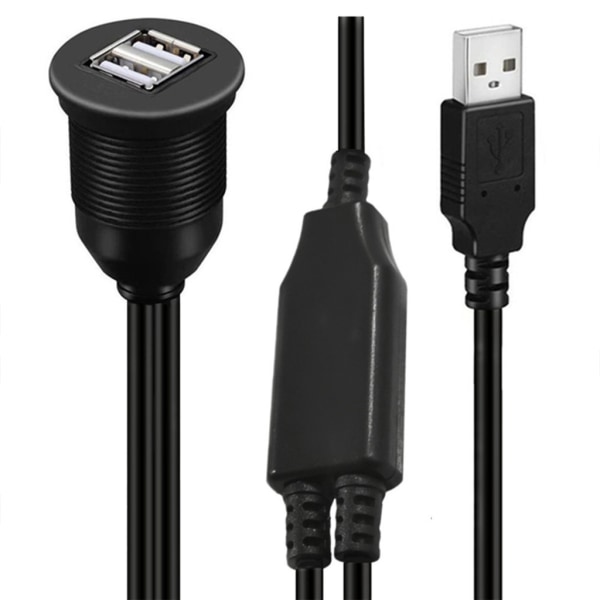 Dubbla portar USB2.0-panel infälld bilmotorcykelförlängningssladd Höghastighetsladdningskabel USB -laddaradapter för bil