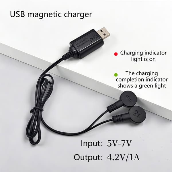 Universelle magnetiske USB-opladere til lithiumbatterier, sikkert og bærbart design