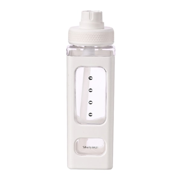 700 ml Kawaii Bear vattenflaska med halm klistermärke för flickor Barn plast dricksflaska Juice Tekoppar Bärbara te Mjölkflaskor Resa White