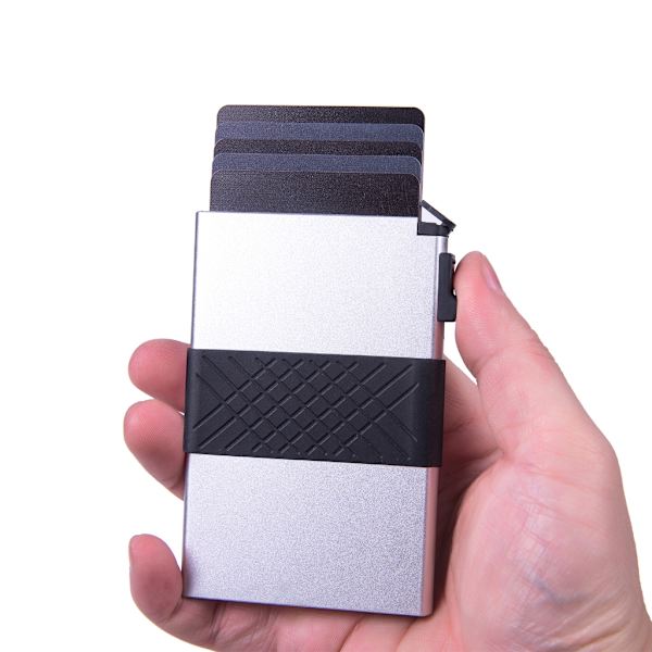 Slank Pung Business Pocket Pung til Mænd Aluminium Pung Pung Silver with bandage