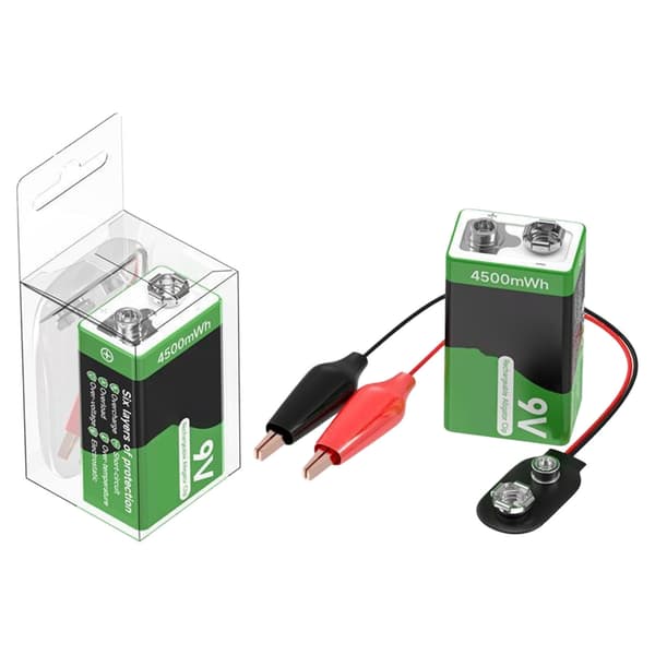 9V Strømaflader Alligatorclips med Batteri Ideel til Telefon 16 Reparationer