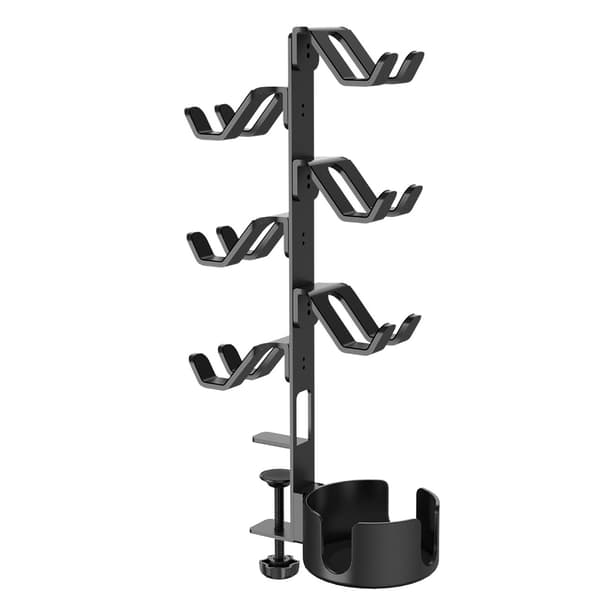 Triple Layer Skrivebordsmontering Gaming Gear Holder med Skridsikker Polstring til Spil