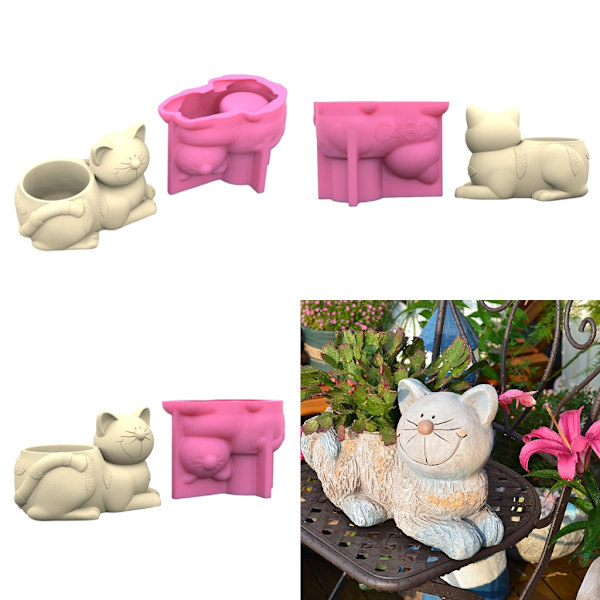 Söt katt pennhållare blomkruka Harts form Suckulent Planter Making Supplies