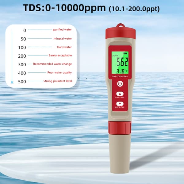 Vandkvalitetsmåler 4 i 1 detektor PH/TDS/EC/temperaturtester til akvarier