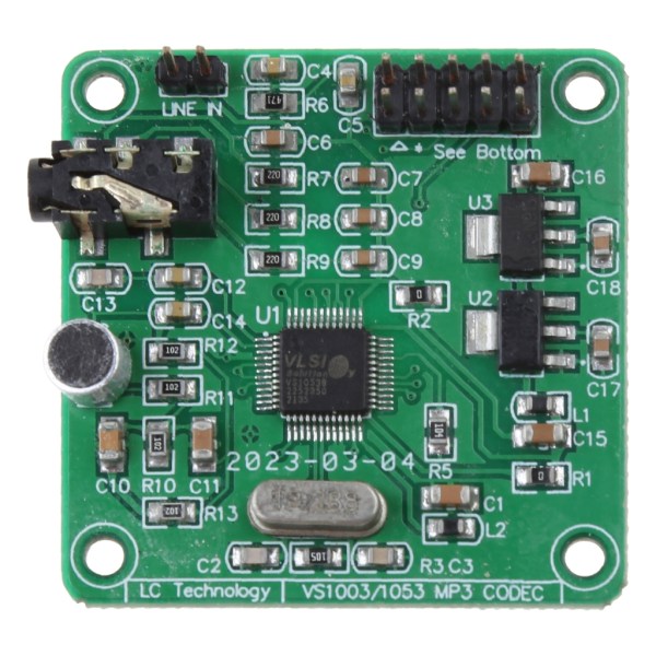 MP3 Audio Player Module VS1053 Audio Decoder Board Inbyggd inspelningsmikrofon SPI-gränssnitt 12,288MHz Crystal