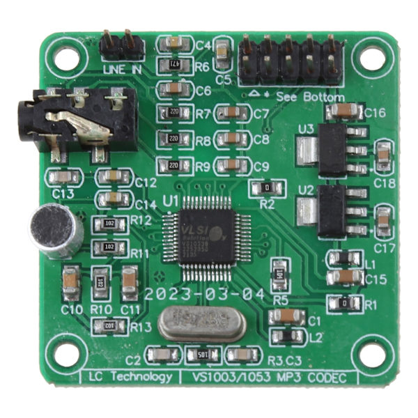 MP3-lydspillermodul VS1053 lyddekoderkort Innebygd opptaksmikrofon SPI-grensesnitt 12,288MHz krystall