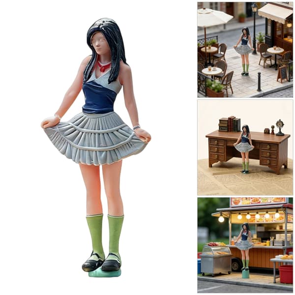 Lille harpiks pigefigur model figur til miniature tilbehør udstilling