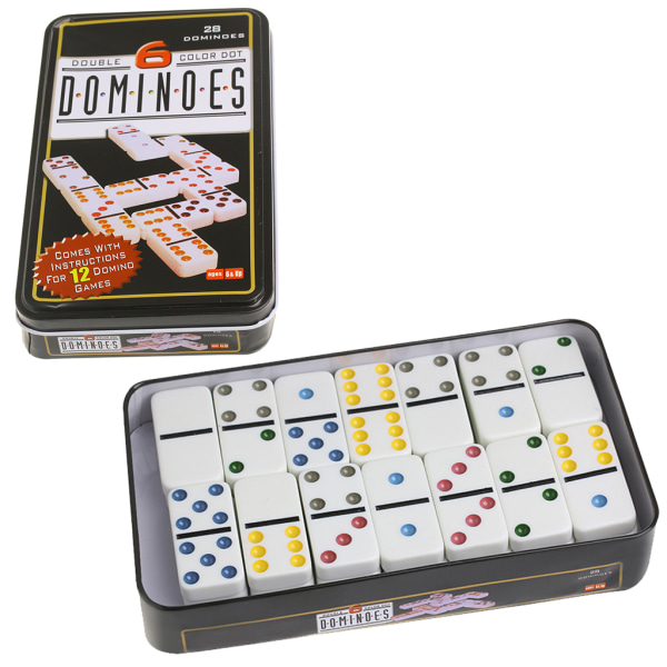 Domino Box Toy Game Set 28 Double 6 Travel Dominoes För Barn Barn