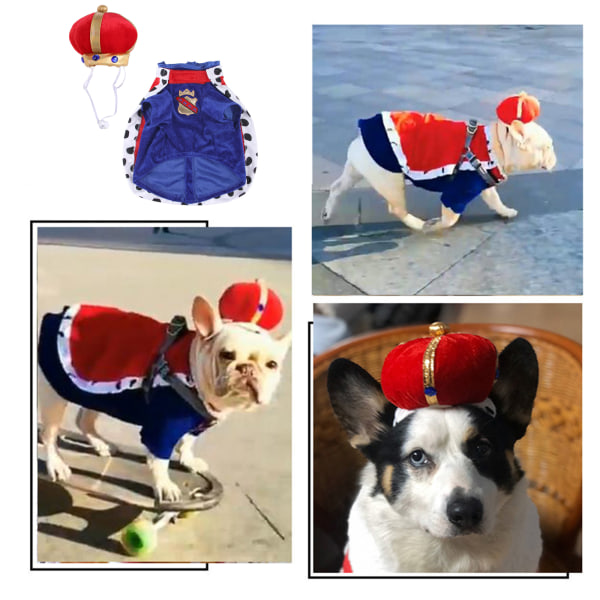 för katt Semester Klä upp Accessoarer Juldräkt Kläder Justerbar King Design Kappa Kronhatt för hundar Multi Siz XL