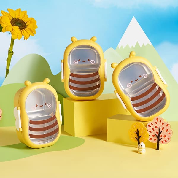 Matboks i rustfritt stål med sikker lås, Bees Lunch Box Outing Tableware