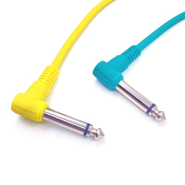 6 stk. gitarpedalkabel effektkabel ledning rett vinkel pedalbrettkabler