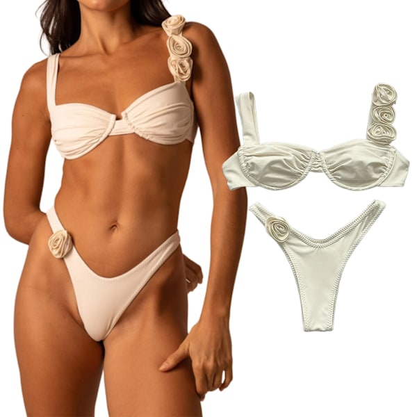 Kvinnors Två Delar Badkläder Hög Midja Botten Bikinis Badkläder Red S