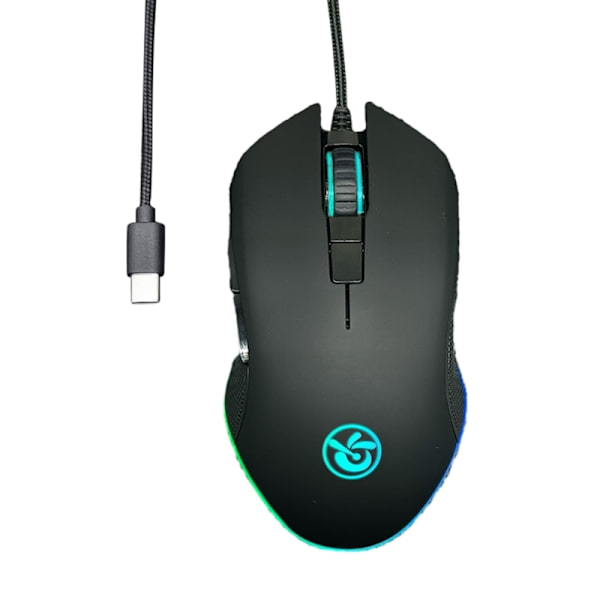 Type C mus USB C Mus 6 knapper 3600DPI, Gaming tændt til Windows PC og Laptop