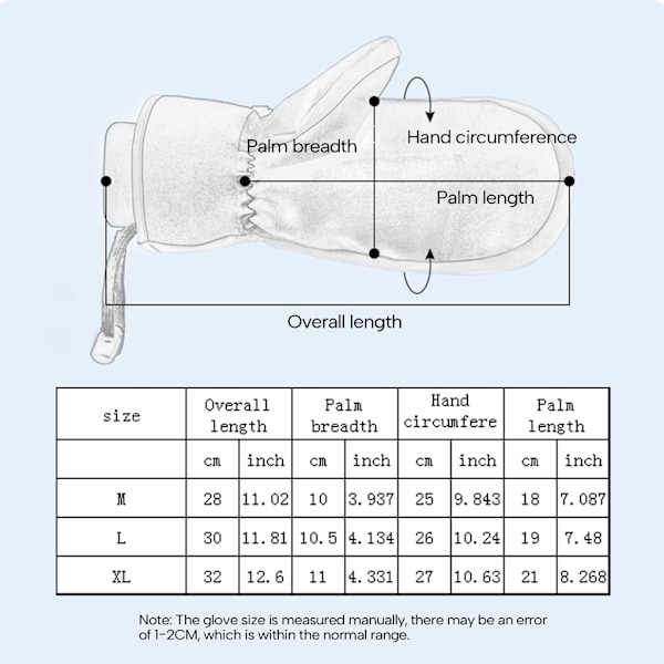 Talvihanskat Kosketusnäytöt Lumihiihtohanskat, Vedenpitävät Kylmän Sään Hanskat White M