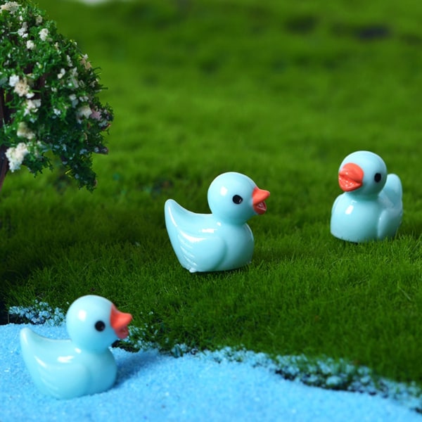 50 stycken färgglada miniharts-anka minifigurer för landskap små ankor Micro Fairys trädgårdslandskap dockhusdekorationer Blue