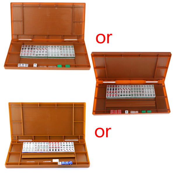 Portable Mini 144 Mahjong Set Mah jong Bord Traditionellt spelresor hopfällbart
