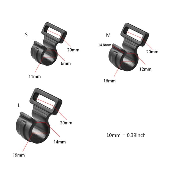 10 kpl:n telttakoukkujen sarja Black 16*20*12mm