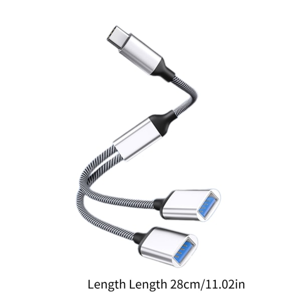 USB splitterkabel, typ C hane till 2 honor förlängningssladdkontakt, USB port Hub Data & Laddare Power Split Adapter Black