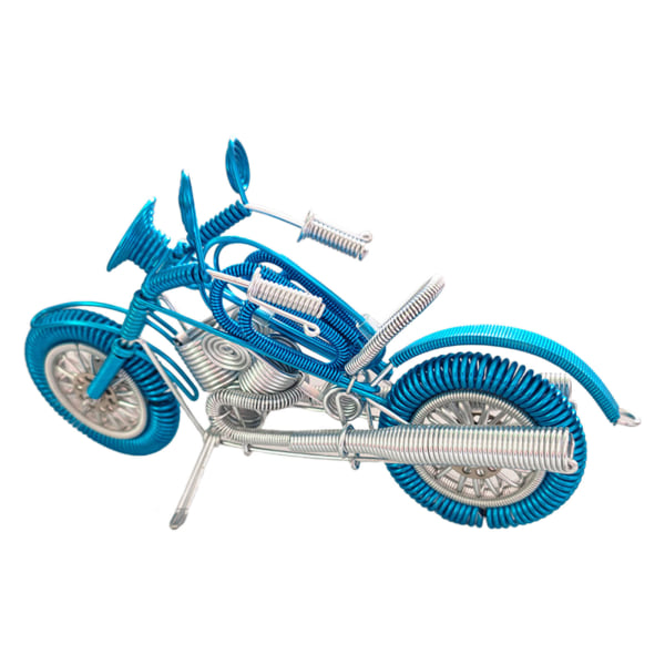 Aluminiumtråd Vävd Motorcykel Skulptur Modell Inflyttning Present Staty Prydnad för Hem Sovrum Kontor Skrivbordsdekor Navy Blue