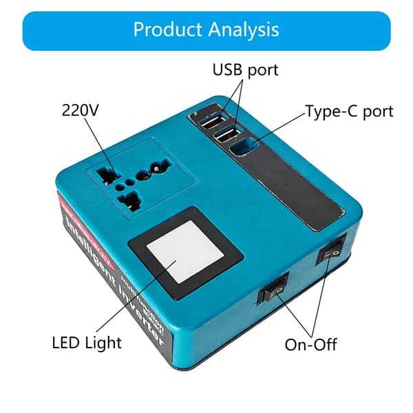 Høyeffektiv strømomformer med LED-belysning og USB-port