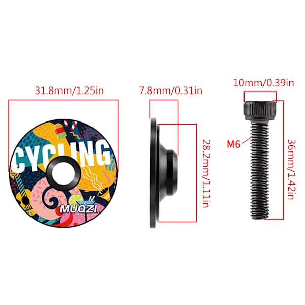 Sykkelstyrebolledeksel Sykler Styre Topplokk for 28,6 mm Gaffelrør Headsetlokk D