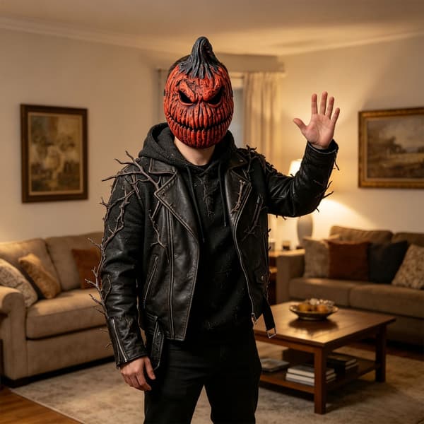 Venlig PU Græskarhovedmaske Perfekt til Cosplay og Temafester