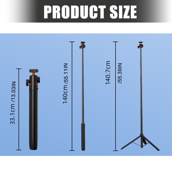 Bärbara magnetiska selfiestick-stativ för 2, sträcker sig från 33 cm till 140 cm