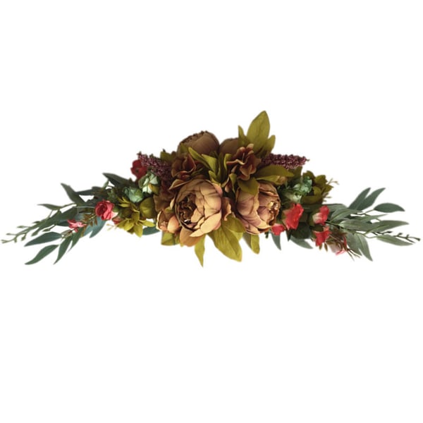 Artificial Rose Flower Swag med falske roser, grønne blader for Home Wedding Arch