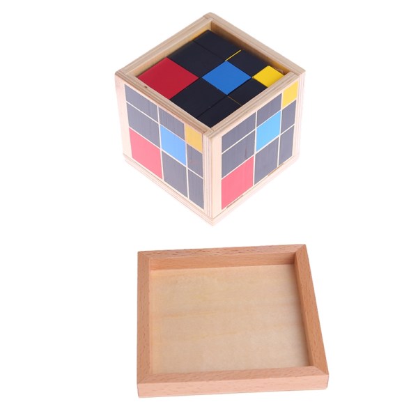 Varhaiskasvatuslelut Montessori Puinen Trinomial Cube taaperoille