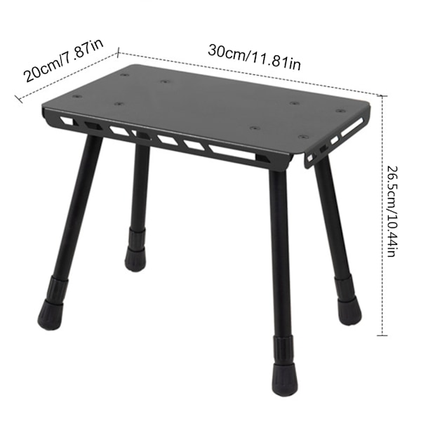 2 i 1 hopfällbar bordpall Camping utomhusbord Aluminium hopfällbar liten stol Black