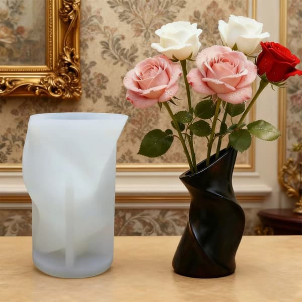 Tilpassbar vridd vase silikonform for DIY harpikskunstprosjekter