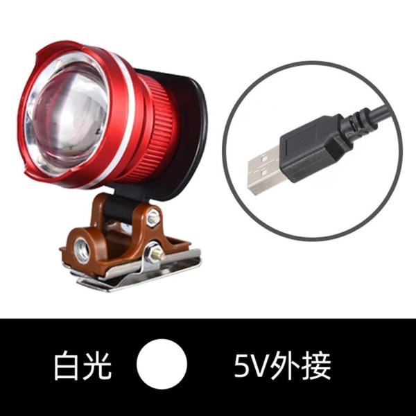 USB 5V ljushuvud med justerbar stråle Perfekt USB LED-strålkastare för fiske, camping, vandring, cykling Aluminiumlegering Cool white