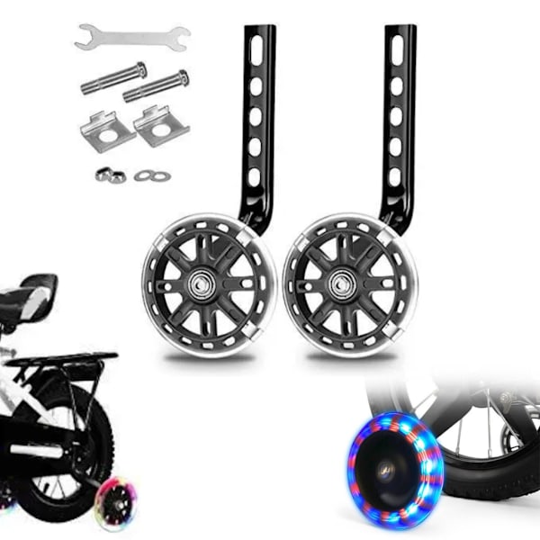 Udendørs LED Børnecykel Balance Træningshjul Børnecykler Stabilisatorer Blue