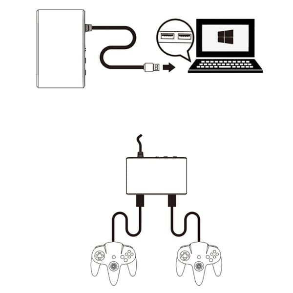 Gamepad-adapter N64 til PC-kontrollerkobling Oppgradert spilloppsett