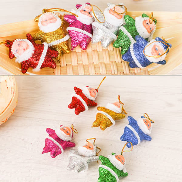 6-pack Julgransprydnader Set Liten Jultomte Figur Prydnad