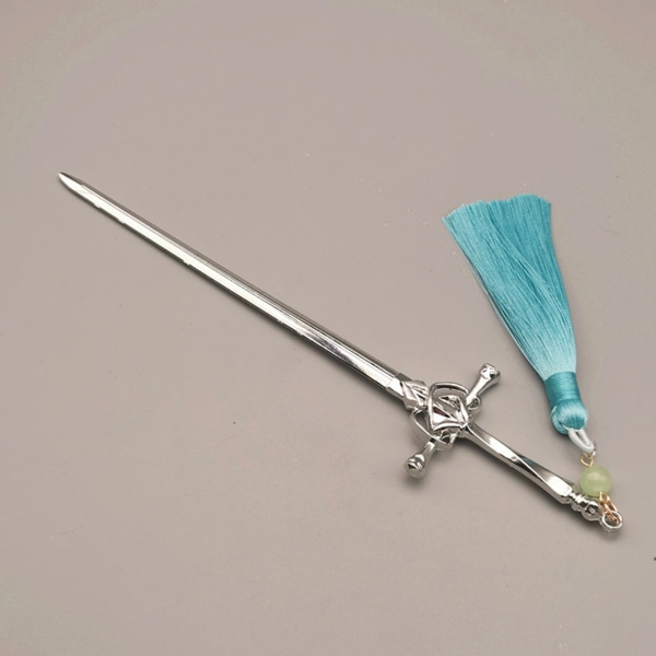 Klassisk svärd stil hårnål hårklämma för kvinnor mode Hanfu klänning smycken Blue Gold-color