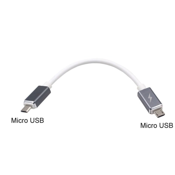 Micro USB till Micro USB OTG-kabel hane-hane anslutningskabel för telefon surfplattor Kameraladdning Grey
